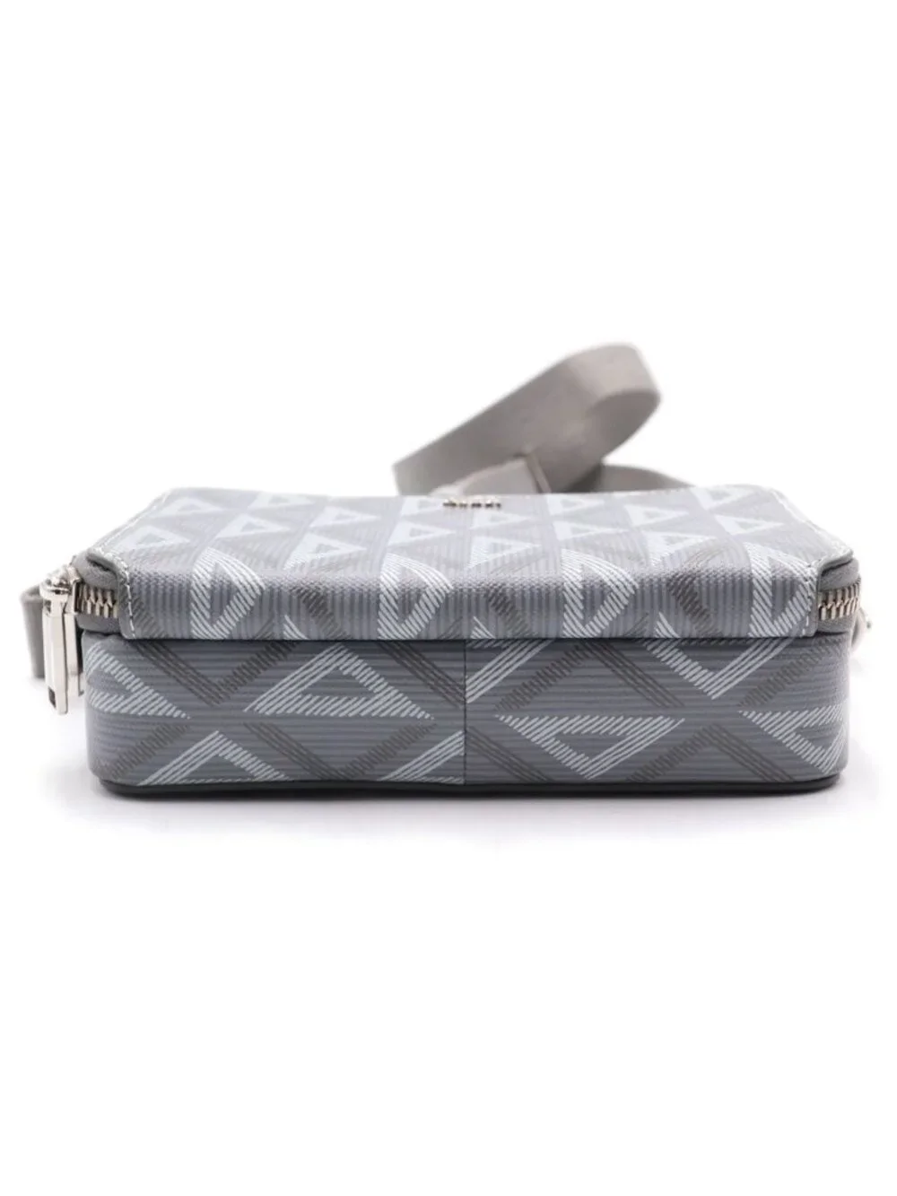 Dior CD Diamond Shoulder Bag Gray Leather Silver